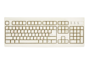 Old keyboard isolated on white background