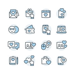 Love and Valentine’s day line icons 