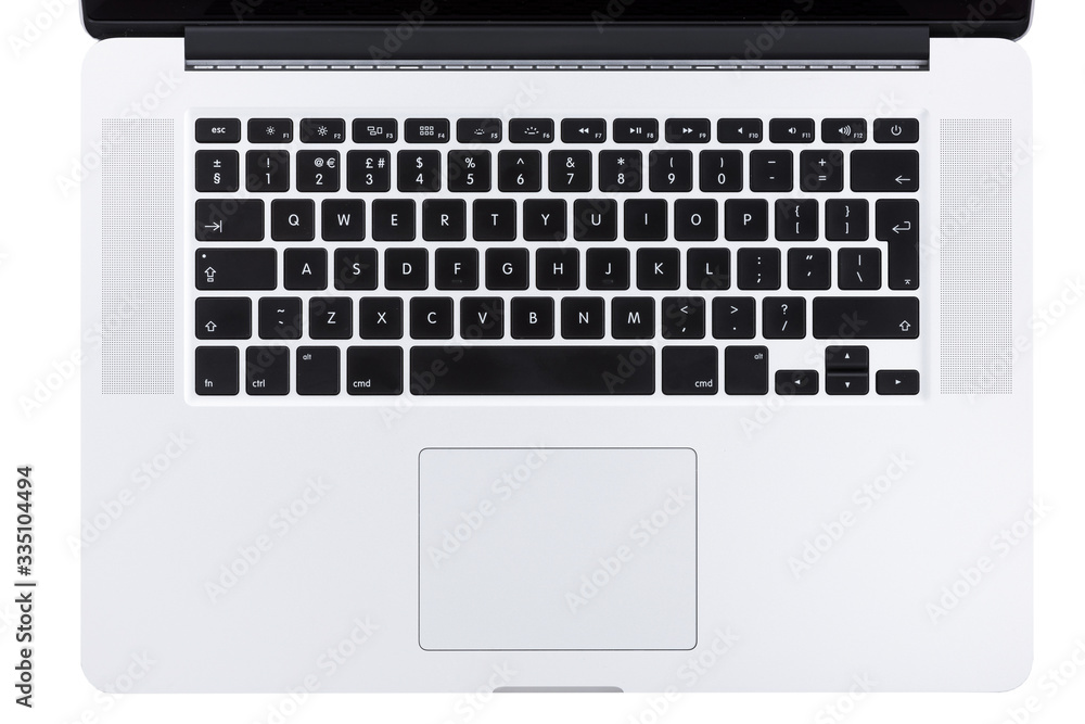 Aufkleber top view on a laptop keyboard with flat buttons