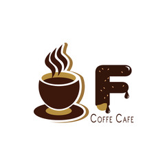 Letter  for Coffee logo design vector template with Vintage Concept style. beverage products for coffee shop, Cafe, Coffee House, Coffee maker, Company and Business.