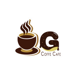 Letter  for Coffee logo design vector template with Vintage Concept style. beverage products for coffee shop, Cafe, Coffee House, Coffee maker, Company and Business.