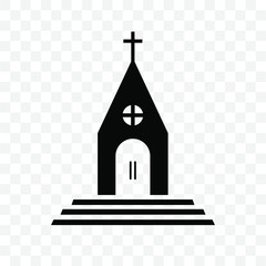 minimal European church vector element icon isolated on transparent background 