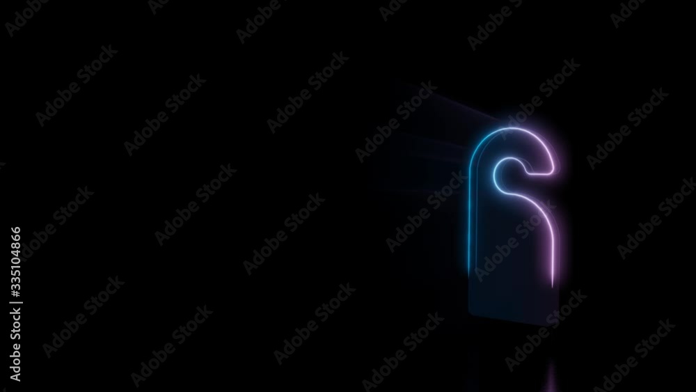 Poster abstract 3d rendering glowing blue purple neon symbol of do not disturb label with glowing outlines 