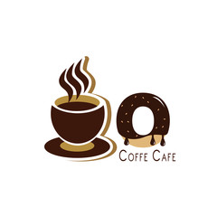 Letter  for Coffee logo design vector template with Vintage Concept style. beverage products for coffee shop, Cafe, Coffee House, Coffee maker, Company and Business.