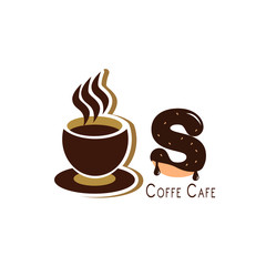 Letter  for Coffee logo design vector template with Vintage Concept style. beverage products for coffee shop, Cafe, Coffee House, Coffee maker, Company and Business.