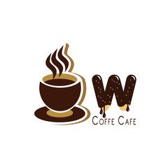 Letter  for Coffee logo design vector template with Vintage Concept style. beverage products for coffee shop, Cafe, Coffee House, Coffee maker, Company and Business.
