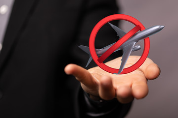 No flying symbol on white background with prohibit sign vector on isolated white background.