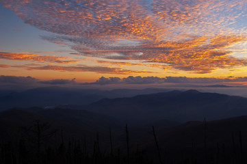 Landscape at twilight, from Clingman's Dome, Great Smoky Mountains National Park, Tennessee, USA