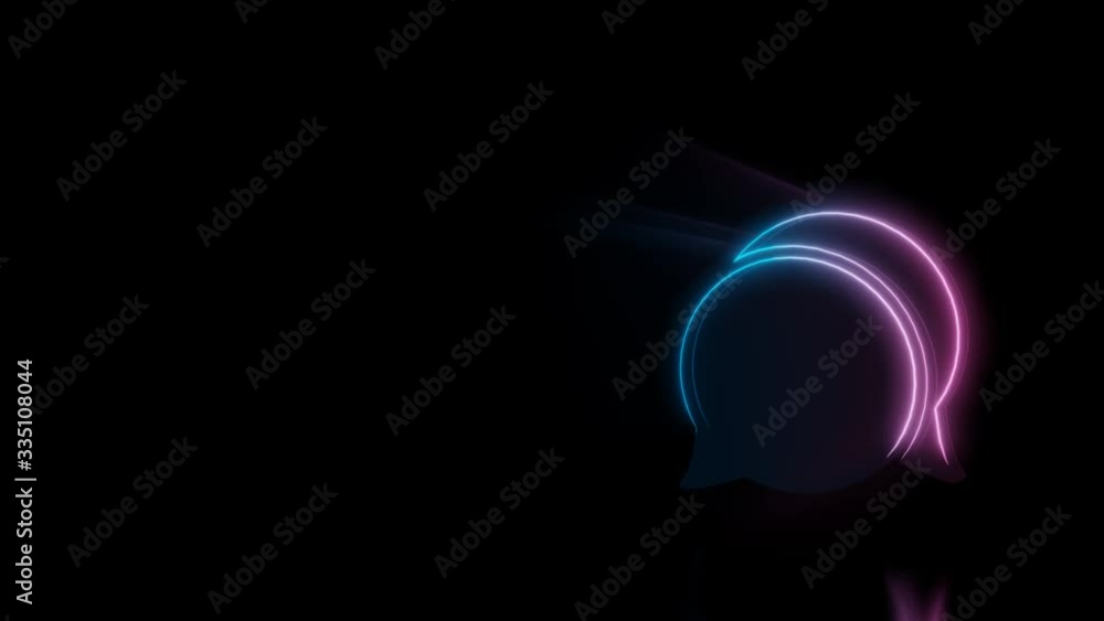 Poster abstract 3d rendering glowing blue purple neon symbol of communication chat 14 with glowing outlines