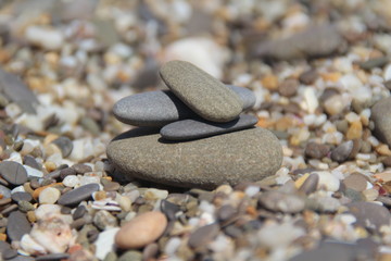 beautiful sea pebbles on the coast