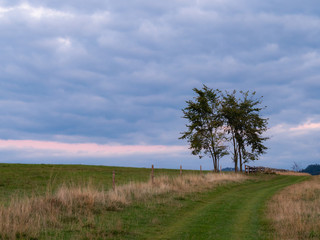 Scenic path on the Spisz near Tatry mountains. Dramatic sky. Poland