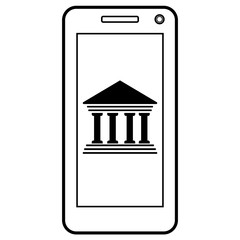 Virtual Museum in Smartphone. Vector illustration in flat style on white background.