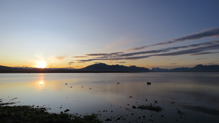 Puerto Natales, Patagonia, Chile: Ultima Esperanza (Last Hope) fjord, sunset
