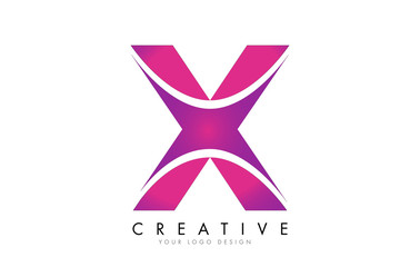 X Letter Logo Design with Ribbon Effect and Bright Pink Gradient.