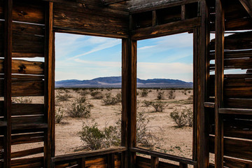 desert mountains outside of abandoned house