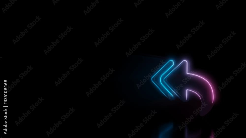 Poster abstract 3d rendering glowing blue purple neon symbol of reply all sign with glowing outlines with r