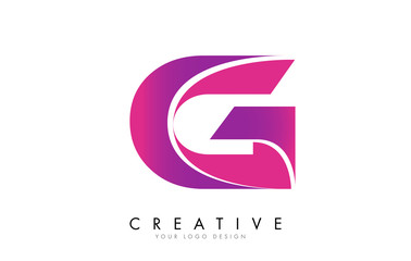 G Letter Logo Design with Ribbon Effect and Bright Pink Gradient.