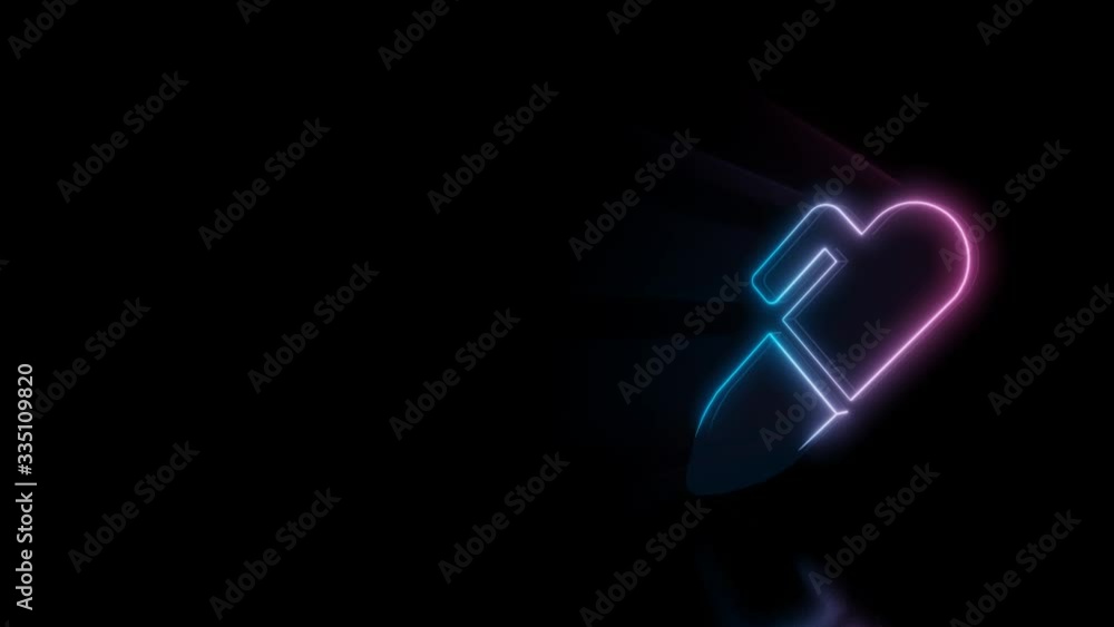 Poster abstract 3d rendering glowing blue purple neon symbol of pen with lid with glowing outlines with ray