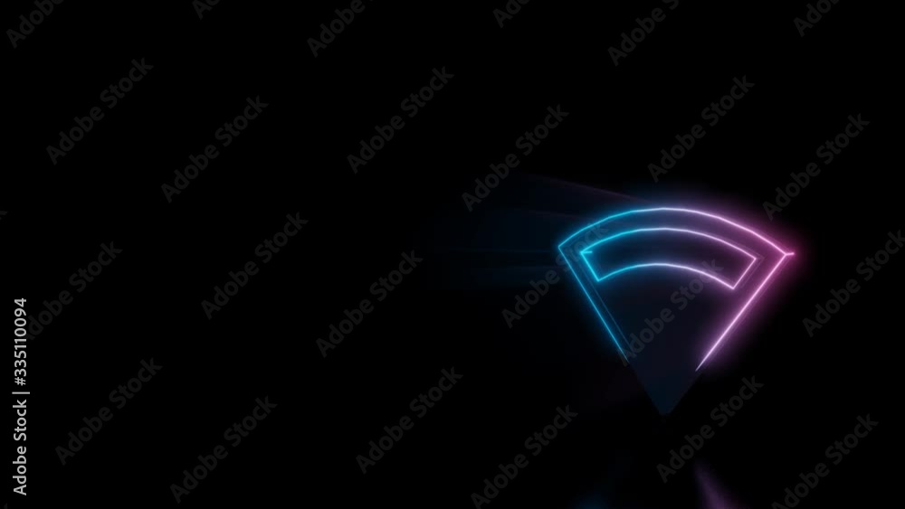 Poster abstract 3d rendering glowing blue purple neon symbol of connection volume full with glowing outline