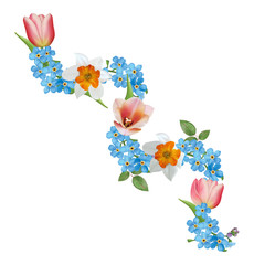 Tulip, Narcissus, forget-me-nots. Vector illustration - 335110486