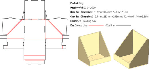 Tray Box template die cut vector