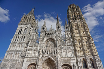 Fototapeta premium Rouen Cathedral in the city of Rouen, France was opened in 1876 and was a frequent subject of painting Claude Monet.