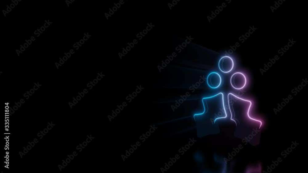 Poster abstract 3d rendering glowing blue purple neon symbol of christmas berry with two leaves with glowin