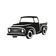 Old retro pickup truck vector illustration. Vintage transport vehicle