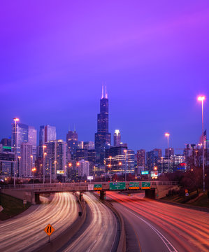 City Of Chicago At Night