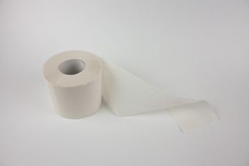 New toilet roll on white background