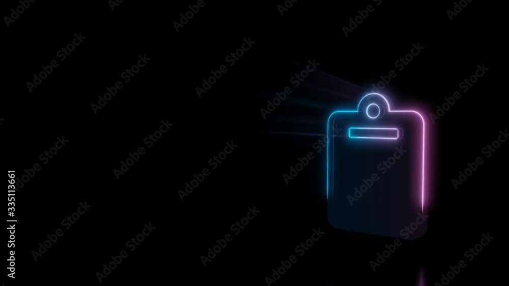 Aufkleber abstract 3d rendering glowing blue purple neon symbol of empty clipboard with glowing outlines with 