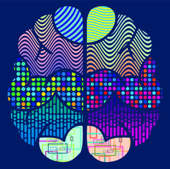 Illustration of brain pattern in different color, with nice background vector