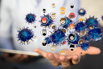 Virus abstract background. protection Genetics Bacteriological Microorganism..