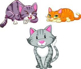  Illustration of cats, with white background vector