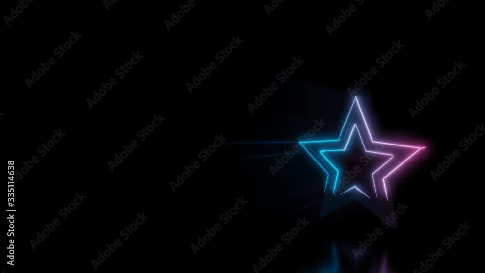 Poster abstract 3d rendering glowing blue purple neon symbol of bookmark star button with glowing outlines 