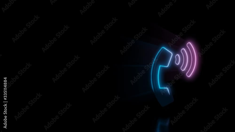 Poster abstract 3d rendering glowing blue purple neon symbol of headphone with sound waves with glowing out