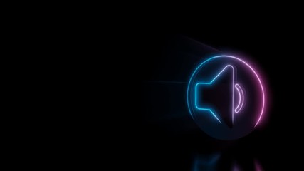 Abstract 3d Rendering Glowing Blue Purple Neon Symbol Of Online Youtube Music Player Logo With Glowing Outlines With Rays On Black Background With Reflection Wall Mural Mrak