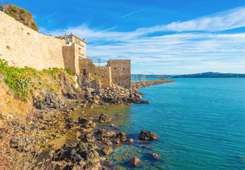 Fototapeta na wymiar Talamone (Tuscany, Italy) - A little village with port and castle on the sea, in the municipal of Orbetello, Monte Argentario, Tuscany region