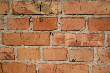 Red brick wall masonry. Texture close up