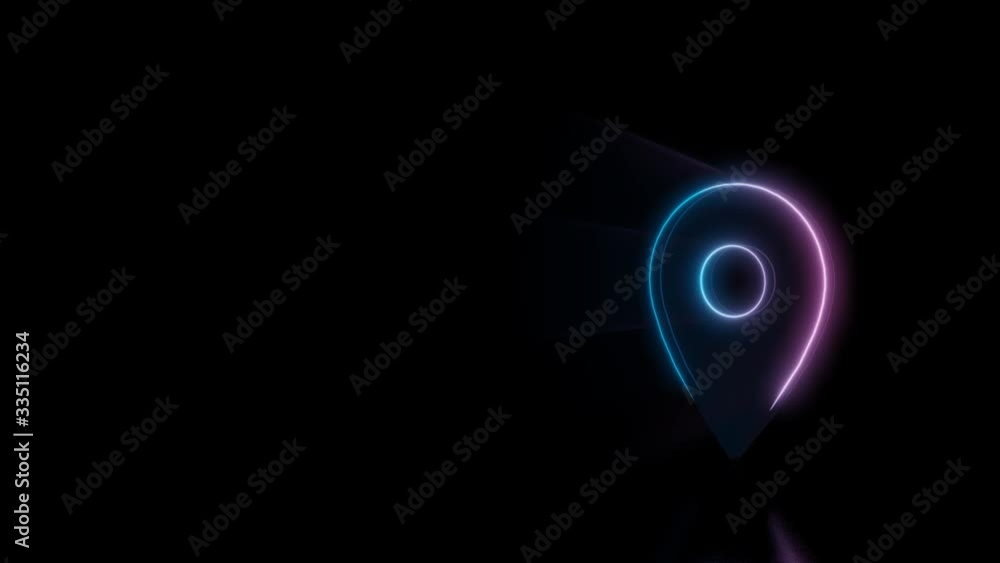 Poster abstract 3d rendering glowing blue purple neon symbol of wider map placeholder with glowing outlines