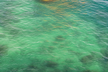 Transparent water in the portuguese atlantic sea.