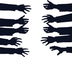 extending hand silhouettes keep in the background