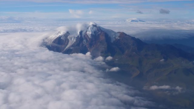 Cayambe Volcano in the Ecuadorian Andes viewed from the air
