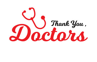 Thank You Doctor Vector For Greeting Design with Stethoscope