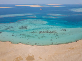 Aerial view: Red sea and coast line, Egypt 