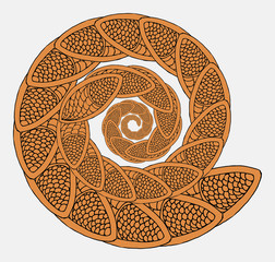 abstract pattern, fractal, mandala of multicolored flower fragments, isolated image on a white background.