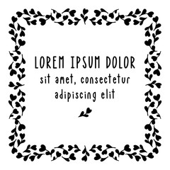 Black and white square frame pattern with space for text. Suitable for greeting cards, book covers or invitations. Vector template.