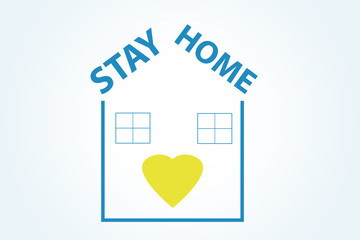 illustration in concept of quarantine with the phrase stay home, due to covid-19 or coronavirus
