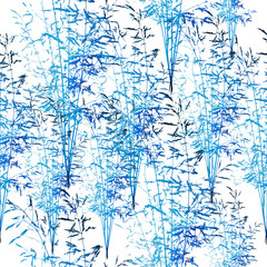 The seamless background is blue herbal. Vector illustration