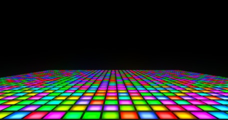 glowing colorful disco dance floor tiles